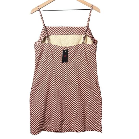 Levi's Womens Mini Dress Square Neck Cotton Pink Checkered Casual Size L - Picture 2 of 13